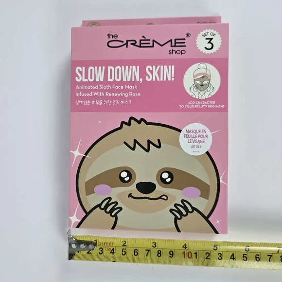 The Crème Shop, Animated Pink Sloth Face Mask, Set of 3, - Renewing Rose - Picture 5 of 8